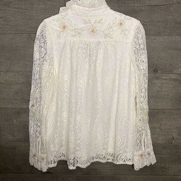 Verb By Pallavi Singhee Ivory Beaded Embroidered Top Size Small - Picture 7 of 13